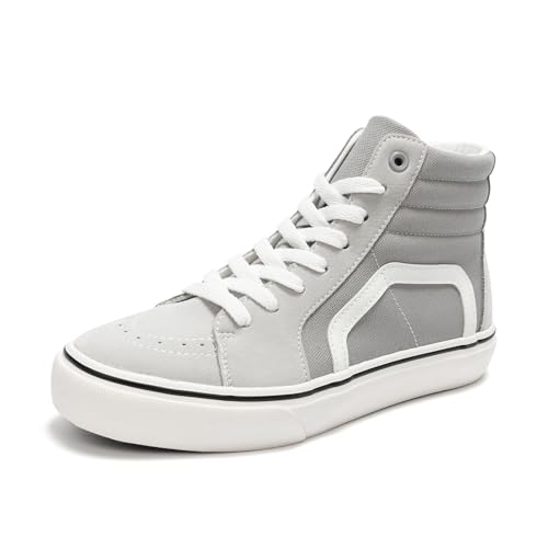 HEVA Damen Klassische Segeltuchschuhe Bequeme Turnschuhe Herren Schnürschuh Trainer Freizeitschuhe(6UK 39EU,hoch Grau) von HEVA