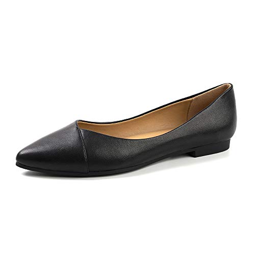 HEVA Damen klassisch Spitze Zehe flach Ballett Pumps Schuhe lässig Komfort Hochzeit Schuhe(2.5UK 35EU,Schwarz) von HEVA