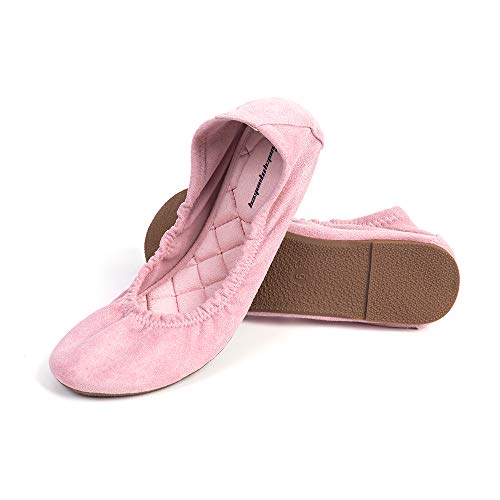 HEVA Faltbare Damen-Ballerinas mit runder Zehenpartie Bequeme Slip-On-Loafer Pumps Schuhe(5UK 38EU,Rosa) von HEVA