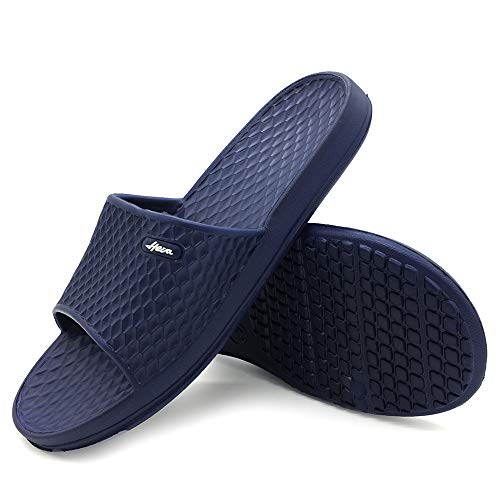 HEVA Herren Slide Dusch & Badeschuhe Sommer Slippers rutschfest Strand Sandalen (40 EU Blau) von HEVA