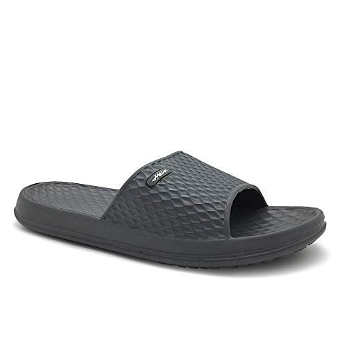 HEVA Herren Slide Dusch & Badeschuhe Sommer Slippers rutschfest Strand Sandalen (43 EU Grau) von HEVA