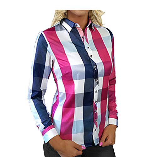 HEVENTON Damen Hemd Bluse Karo Langarm Mehrfarbig 1208 Farbe Mehrfarbig, Größe 34 von HEVENTON