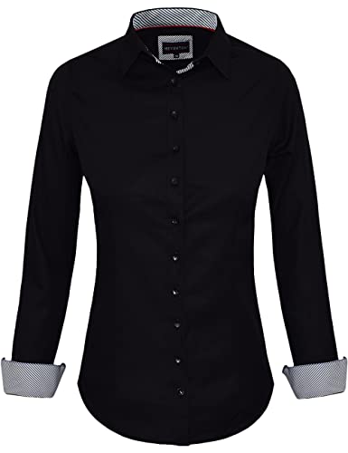 HEVENTON Damenbluse Hemdbluse 100% Baumwolle Schwarz 36 von HEVENTON