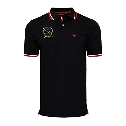 HEVENTON Herren Poloshirt Golf Club Regular 100% Baumwolle 2126 Farbe Schwarz, Größe L von HEVENTON