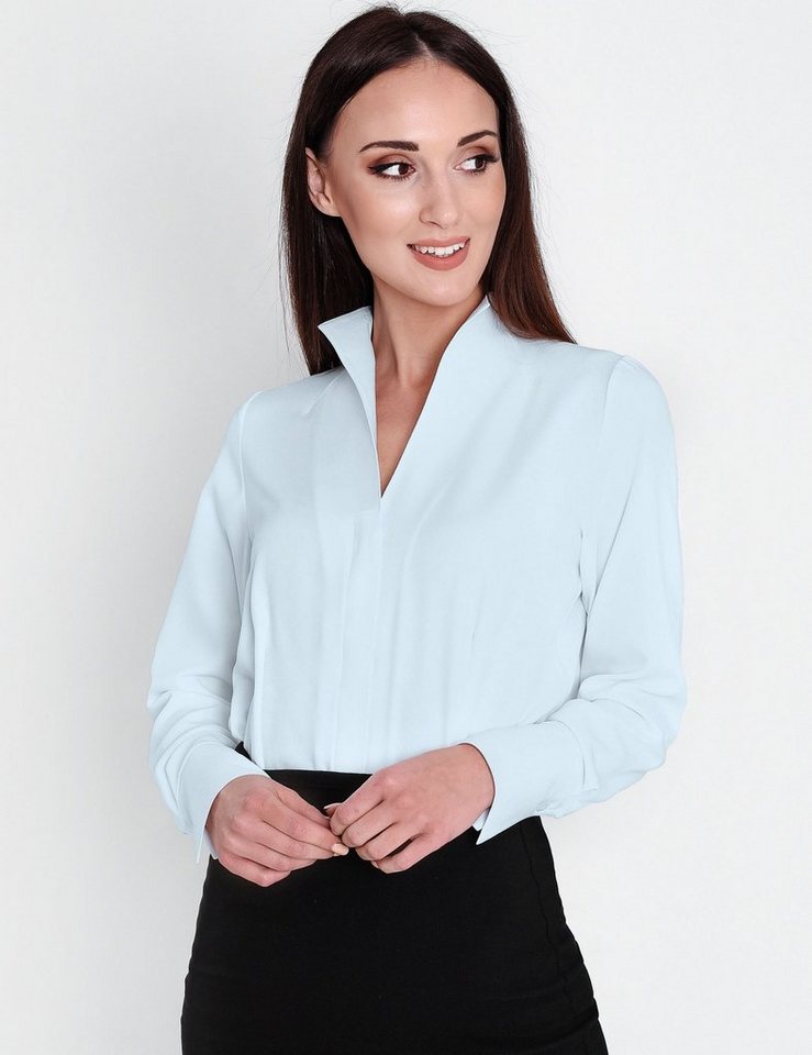 HEVENTON Klassische Bluse Business-Bluse mit Kelchkragen, bügelleicht von HEVENTON