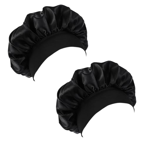 2 Pack Seiden-Haarwickel zum Schlafen, Seidenhaube, Haarhaube zum Schlafen,Seidenhaube für Frauen und Mädchen (Schwarz) von baizhong