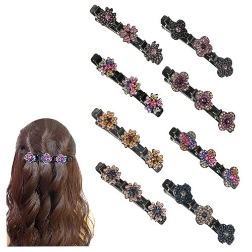 Glitzernde Kristall-Stein Geflochtene Haarspangen,Strass-Haarspangen für Damen und Mädchen, elegante Haarstyling-Clips (8 Stück) von HEVIBK