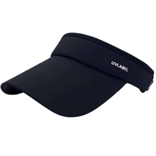 HEVIBK Sonnenblende für Damen, breite Krempe, Sonnenschutz, cooles Laufvisier mit atmungsaktivem Schweißband (DE/NL/SE/PL, Numerisch, 30, Schwarz) von baizhong