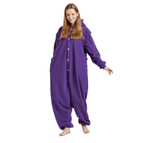 Unisex Erwachsene Einteiler Pyjama Cartoon Cosplay Tier Einteiler Weihnachten Kostüm Nachtwäsche Homewear, violett, M von HEWERON