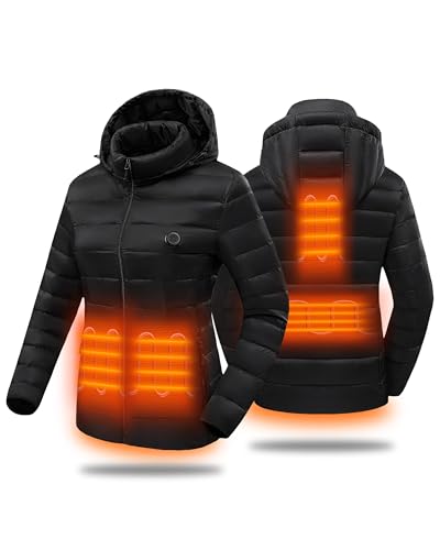 HEWINZE Beheizbare daunenjacke herren mit kapuze-Warme winterjacke herren-Leicht Outdoor Wanderjacke Thermojacke Winddicht Faltbar von HEWINZE