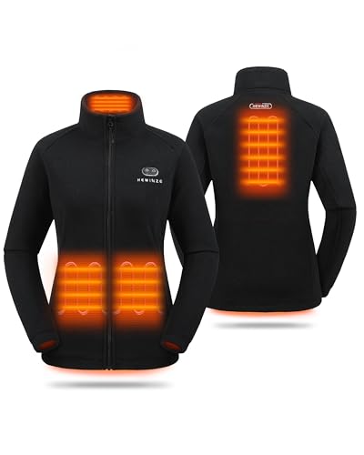 HEWINZE Beheizte Fleecejacke für Damen – elektrische Dual-Control-Heiz-Wärmejacke mit Akku 7,4 V, EU 2X-Large, Schwarz von HEWINZE