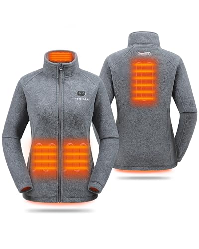 HEWINZE Beheizte Fleecejacke für Unisex – elektrische Dual-Control-Heiz-Wärmejacke mit 7,4V Akku von HEWINZE