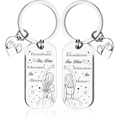HEWJYDE Freundinnen geschenk Beste Freundin Geschenke - 2 Stück Schlüsselanhänger Schwester Schlüsselanhänger mit Herz Gravur,Geburtstagsgeschenk für Freundin, Freundschaftsgeschenke HEWJYDE Freundinnen geschenk Beste Freundin Geschenke - 2 Stück Schlüsselanhänger Schwester Schlüsselanhänger mit Herz Gravur,Geburtstagsgeschenk für Freundin, Freundschaftsgeschenke von HEWJYDE
