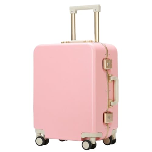 HEWOOJA Reisekoffer Gepäck Damen Leder Strukturiert Mute Universal Rad Passwort Box Langlebiger Und Starker Koffer Trolley Trolley (Color : Pink, Size : 20in) von HEWOOJA