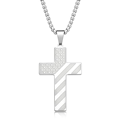 HEXALOVA Kreuz-Halskette für Herren, Edelstahlkette, silberfarbener Anhänger, christlicher, religiöser Schmuck, Edelstahl, Kein Edelstein HEXALOVA Kreuz-Halskette für Herren, Edelstahlkette, silberfarbener Anhänger, christlicher, religiöser Schmuck, Edelstahl, Kein Edelstein von HEXALOVA