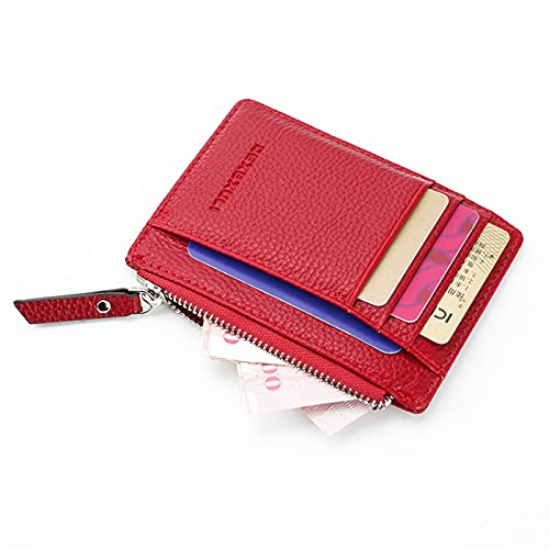 HEXEH Kartenhülle Brieftasche Visitenkartenhalter PU-Leder-Münz-Taschenbus-Karte Organizer Geldbörse Tasche Männer Frauen Multi-Color Visitenkartenhalter (Color : Rood) von HEXEH