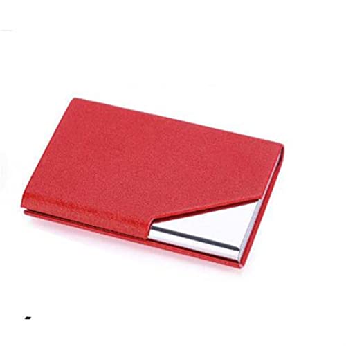 HEXEH Kartenhülle Metall-Aluminiumkarten-Karten Pu. Lederwallet-Stil-Geschäft ICH WÜRDE Kreditkartenfall for Damen- und Männer-Mode-Visitenkarten-Fall Visitenkartenhalter (Color : Rood) von HEXEH