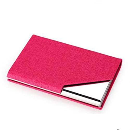 HEXEH Kartenhülle Metall-Aluminiumkarten-Karten Pu. Lederwallet-Stil-Geschäft ICH WÜRDE Kreditkartenfall for Damen- und Männer-Mode-Visitenkarten-Fall Visitenkartenhalter (Color : Rose red) von HEXEH