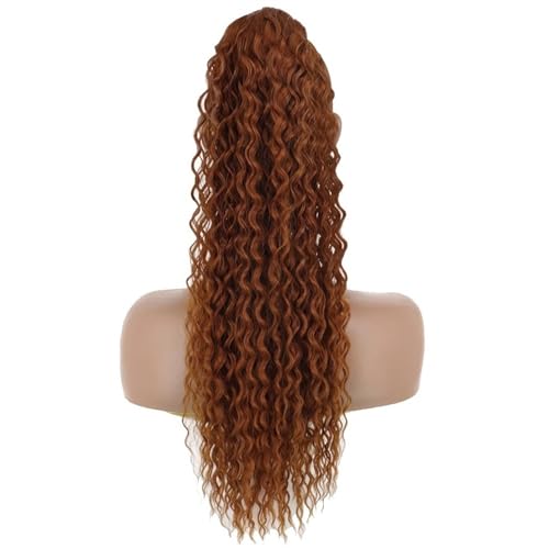 Pferdeschwanz-Verlängerung Langwelliger lockiger Pferdeschwanz mit Kordelzug, 66 cm, synthetische Clip-in-Pferdeschwanz-Extensions for schwarze Frauen, Afro-Locken-Pferdeschwanz mit Kordelzug, falsche von HEXEH