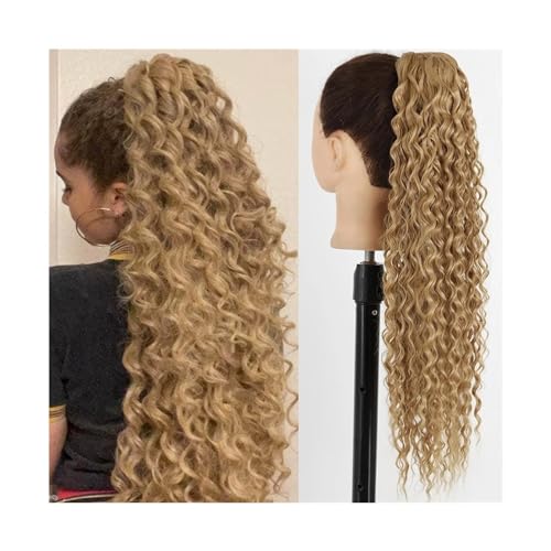 Pferdeschwanz-Verlängerung Langwelliger lockiger Pferdeschwanz mit Kordelzug, 66 cm, synthetische Clip-in-Pferdeschwanz-Extensions for schwarze Frauen, Afro-Locken-Pferdeschwanz mit Kordelzug, falsche von HEXEH