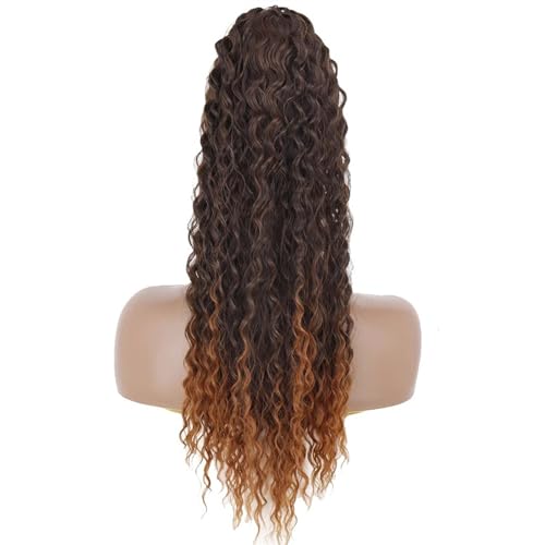 Pferdeschwanz-Verlängerung Langwelliger lockiger Pferdeschwanz mit Kordelzug, 66 cm, synthetische Clip-in-Pferdeschwanz-Extensions for schwarze Frauen, Afro-Locken-Pferdeschwanz mit Kordelzug, falsche von HEXEH