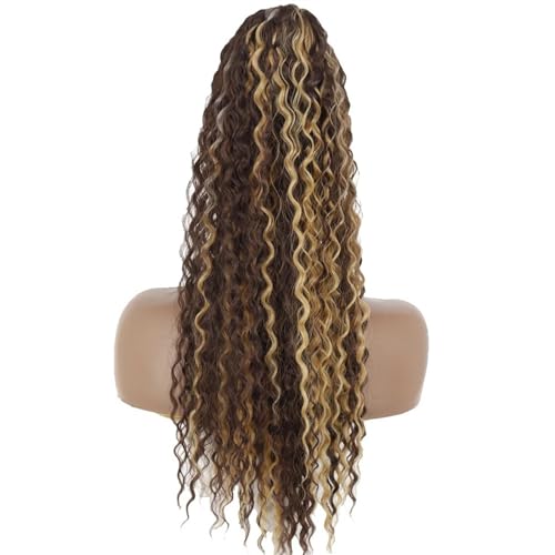 Pferdeschwanz-Verlängerung Langwelliger lockiger Pferdeschwanz mit Kordelzug, 66 cm, synthetische Clip-in-Pferdeschwanz-Extensions for schwarze Frauen, Afro-Locken-Pferdeschwanz mit Kordelzug, falsche von HEXEH