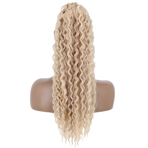 Pferdeschwanz-Verlängerung Langwelliger lockiger Pferdeschwanz mit Kordelzug, 66 cm, synthetische Clip-in-Pferdeschwanz-Extensions for schwarze Frauen, Afro-Locken-Pferdeschwanz mit Kordelzug, falsche von HEXEH