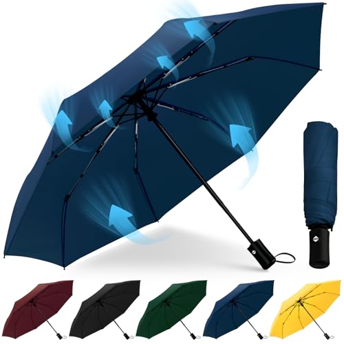 Regenschirm Sturmfest Automatik Regenschirm Groß mit 8 Rippen 106 cm/117cm Reise Windsicher Schirm Wasserdicht Umbrella Faltbar Kompakte Taschenschirm für Herren und Damen von HEXSOLID