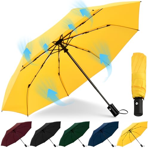Regenschirm Sturmfest Automatik Regenschirm Groß mit 8 Rippen 106 cm/117cm Reise Windsicher Schirm Wasserdicht Umbrella Faltbar Kompakte Taschenschirm für Herren und Damen von HEXSOLID