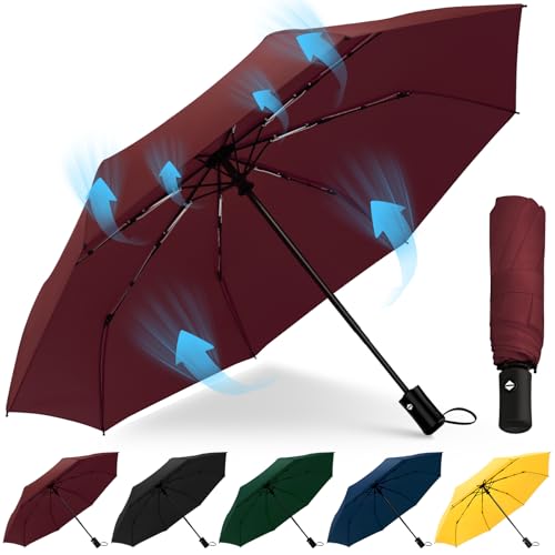 Regenschirm Sturmfest Automatik Regenschirm Groß mit 8 Rippen 106 cm/117cm Reise Windsicher Schirm Wasserdicht Umbrella Faltbar Kompakte Taschenschirm für Herren und Damen von HEXSOLID