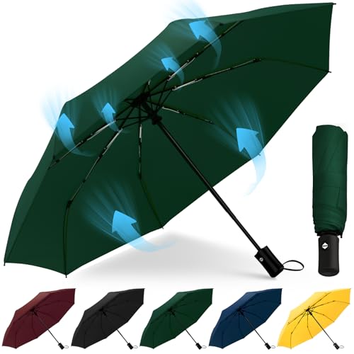 Regenschirm Sturmfest Automatik Regenschirm Groß mit 8 Rippen 106 cm/117cm Reise Windsicher Schirm Wasserdicht Umbrella Faltbar Kompakte Taschenschirm für Herren und Damen von HEXSOLID