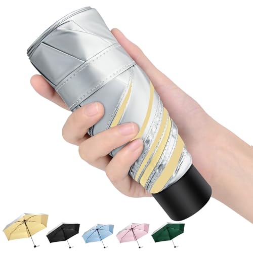 Mini 40inch Regenschirm UV Schirm UPF 50+ Automatik Regenschirm Sturmfest Umbrella Reise Winddichter Wasserdicht für Herren und Damen (Silber/Kaki, 18cm) von HEXSOLID