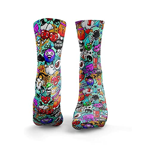 HEXXEE Herren Graffiti Socken, Mehrfarbig, L von HEXXEE