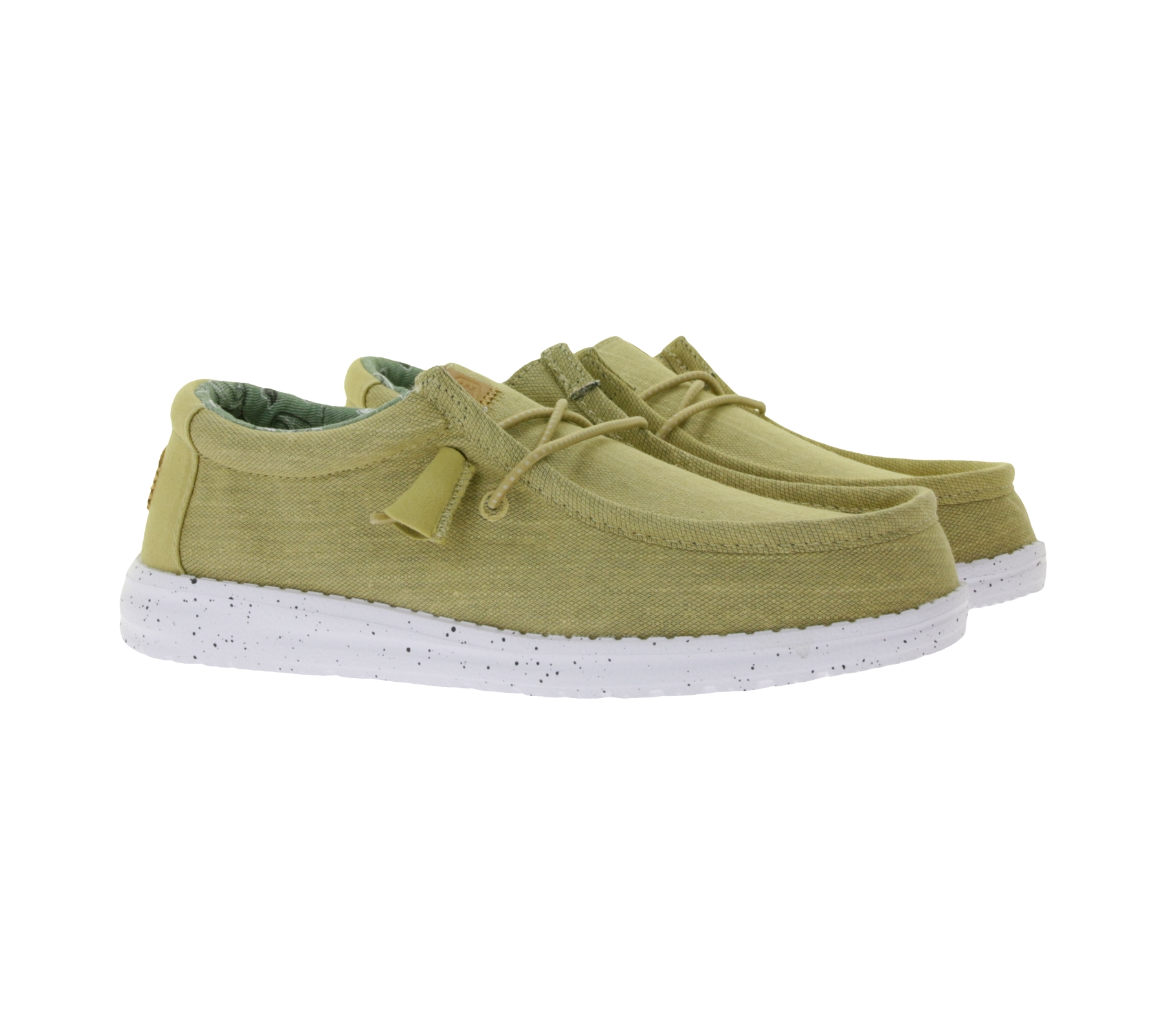 HEY DUDE Wally Washed Canvas Damen Schlupf-Schuhe im Mokassin-Style mit Wechselfußbett 40296-267 Sand-Beige von HEY DUDE