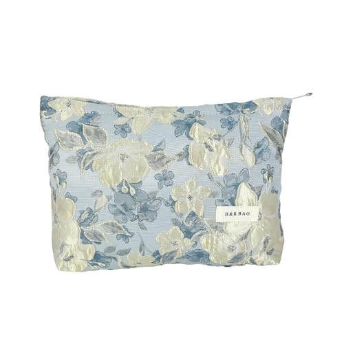 HEY M&Q Kosmetiktasche mit Blumenmuster, Make-up-Tasche für Damen, Reise-Make-up-Tasche, großes Fassungsvermögen, Make-up-Tasche, Make-up-Tasche, Reißverschlusstasche, Geprägte goldene Blumen, Geprägt HEY M&Q Kosmetiktasche mit Blumenmuster, Make-up-Tasche für Damen, Reise-Make-up-Tasche, großes Fassungsvermögen, Make-up-Tasche, Make-up-Tasche, Reißverschlusstasche, Geprägte goldene Blumen, Geprägt von HEY M&Q
