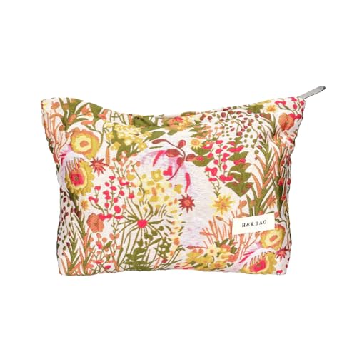 HEY M&Q Kosmetiktasche mit Blumenmuster, Make-up-Tasche für Damen, Reise-Make-up-Tasche, großes Fassungsvermögen, Make-up-Tasche, Make-up-Tasche, Reißverschlusstasche, Stickerei mit rotem Blumenmuster von HEY M&Q