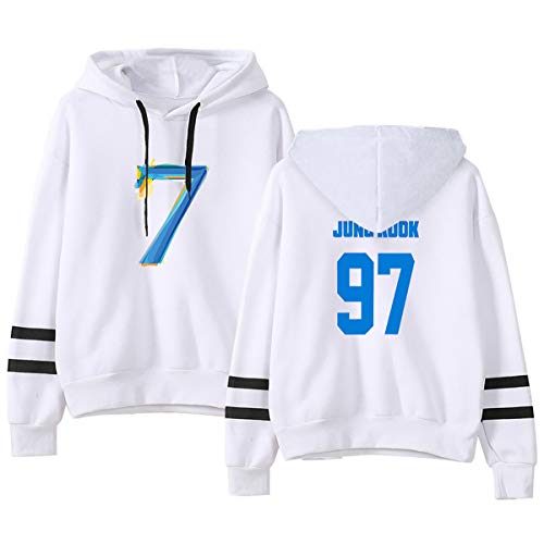 Map of The Soul 7 Pullover Hoodie Unisex Sweatshirts Anime Weiß Kapuzenpullover für Army V RM Jimin Jin Jung Kook J-Hope Suga XXS-4XL,Jung Kook,S von HEY XQ