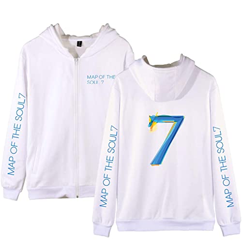 Map of The Soul 7 Unisex Hoodie Pullover Full Zip Kapuzenpullover Kpop Army Suga Jimin Jin Jung Kook J-Hope RM V Sweatshirts für Herren Damen Mädchen Fans,LS-Soul 7,3XL von HEY XQ