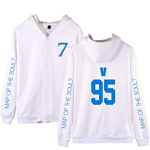 Map of The Soul 7 Unisex Hoodie Pullover Full Zip Kapuzenpullover Kpop Army Suga Jimin Jin Jung Kook J-Hope RM V Sweatshirts für Herren Damen Mädchen Fans,LS-V,XL von HEY XQ