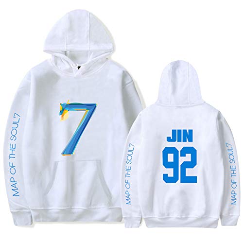 Map of The Soul 7 Unisex Hoodie Pullover Full Zip Kapuzenpullover Kpop Army Suga Jimin Jin Jung Kook J-Hope RM V Sweatshirts für Herren Damen Mädchen Fans,MS-JIN,L von HEY XQ