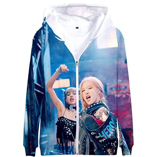 Unisex Kpop Hoodie Pullover T Shirt Jisoo Lisa Rose Jennie Fanartikel 3D-Druck Sweatshirt Jumper Perfekt für Herren Damen Mädchen Fans,LS-Rose,S von HEY XQ