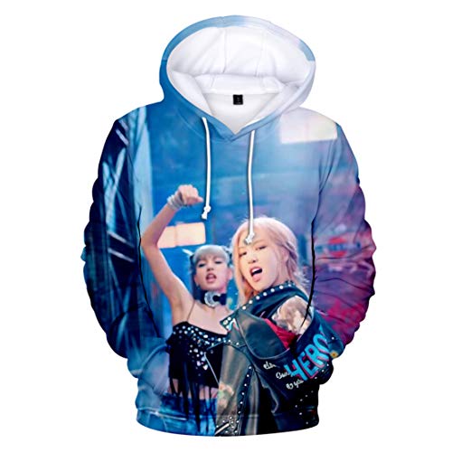 Unisex Kpop Hoodie Pullover T Shirt Jisoo Lisa Rose Jennie Fanartikel 3D-Druck Sweatshirt Jumper Perfekt für Herren Damen Mädchen Fans,MS-Rose,XXS von HEY XQ