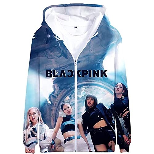 Unisex Kpop Pullover Hoodie T Shirt Jisoo Lisa Rose Jennie Kapuzenpullover 3D-Druck Sweatshirt Jumper Perfekt für Herren Damen Mädchen Fans,LS-BP001,L von HEY XQ