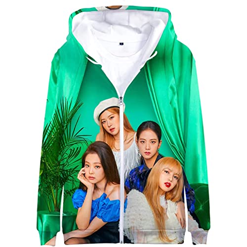 Unisex Kpop Pullover Hoodie T Shirt Jisoo Lisa Rose Jennie Kapuzenpullover 3D-Druck Sweatshirt Jumper Perfekt für Herren Damen Mädchen Fans,LS-BP002,M von HEY XQ
