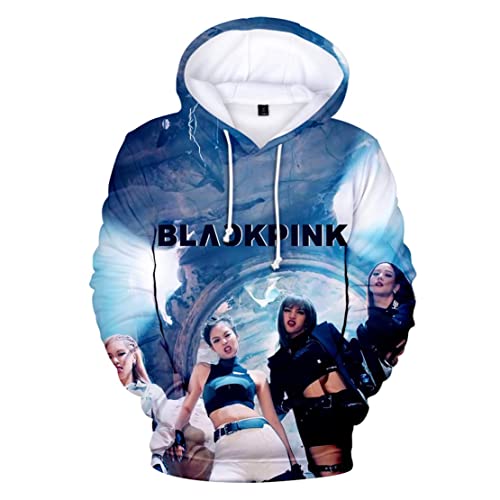 Unisex Kpop Pullover Hoodie T Shirt Jisoo Lisa Rose Jennie Kapuzenpullover 3D-Druck Sweatshirt Jumper Perfekt für Herren Damen Mädchen Fans,MS-BP001,M von HEY XQ