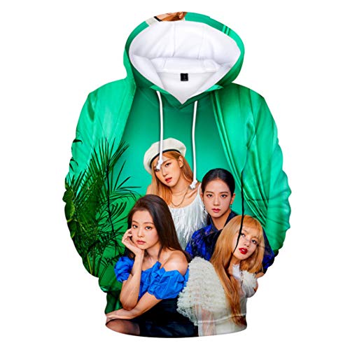 Unisex Kpop Pullover Hoodie T Shirt Jisoo Lisa Rose Jennie Kapuzenpullover 3D-Druck Sweatshirt Jumper Perfekt für Herren Damen Mädchen Fans,MS-BP002,L von HEY XQ
