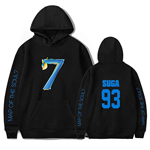 Unisex Map of The Soul 7 Hoodie Pullover Full Zip Kapuzenpullover Kpop Army Suga Jimin Jin Jung Kook J-Hope RM V Sweatshirts für Herren Damen Mädchen Fans,MS-SUGA,XXL von HEY XQ