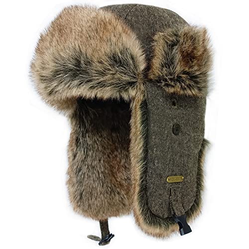 HEYANN Fliegermütze Herren Braun Wintermütze Trapper, Russische Mütze Ushanka Herren Unisex Faux Fellmütze Russische Mütze Herren Wintermütze Ohrenschützer (L/XL, Braunhua-sanse) von HEYANN