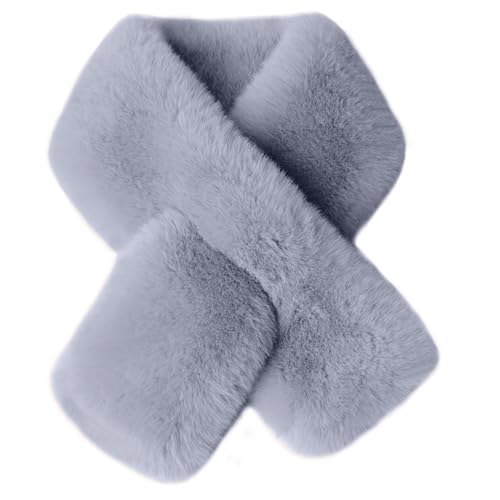 HEYANN Hellgrau Schal Damen in Pelzoptik aus Kunstpelz 80cm Damen Kunst Pelz Schal Pelzkragen Schal Winter Plüsch Warmer Schal Kunstpelz Kunstfell (Hellgrau) von HEYANN