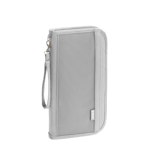 HEYANN Reisepass-Halter Reise-Geldbörse,Leichte Anti-Diebstahl-Reisetasche, Reisegeldbörse mit RFID-Blockierung, Unisex-Reisepasshülle mit Crossbody & Handgelenkriemen (grau) von HEYANN